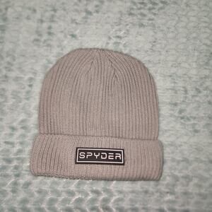 Spyder Cable Knit Cuffed Winter Ski Beanie Hat Gray